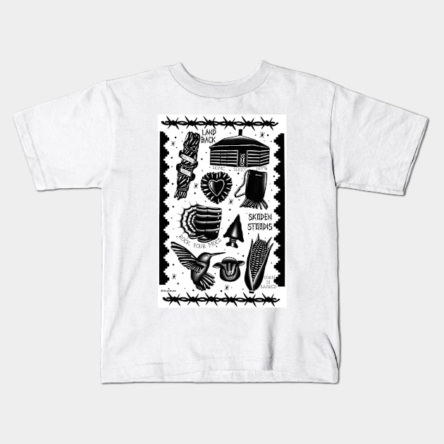 Navajo Tattoo Flash Kids T-Shirt by Skidskunx